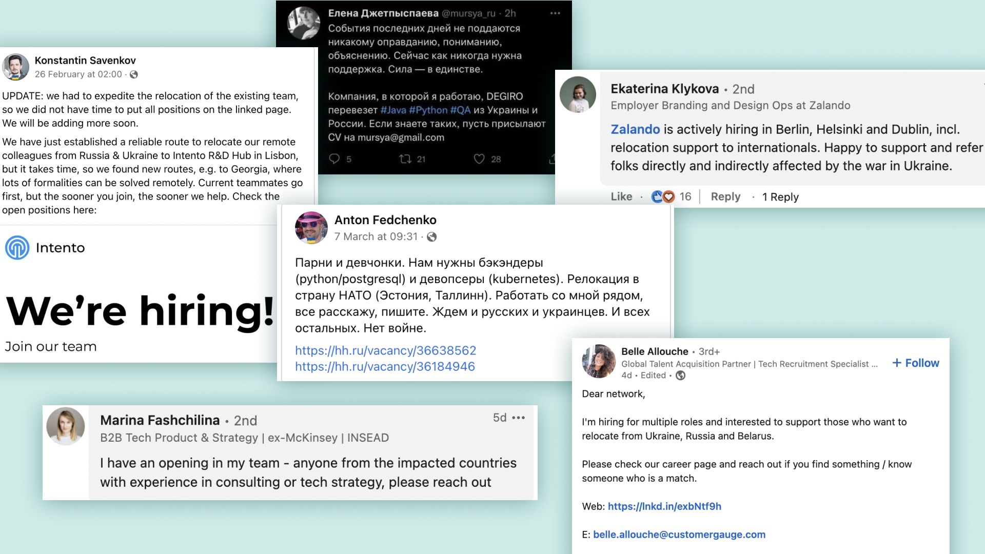 примеры сообщений с предложениями работы в LinkedIn